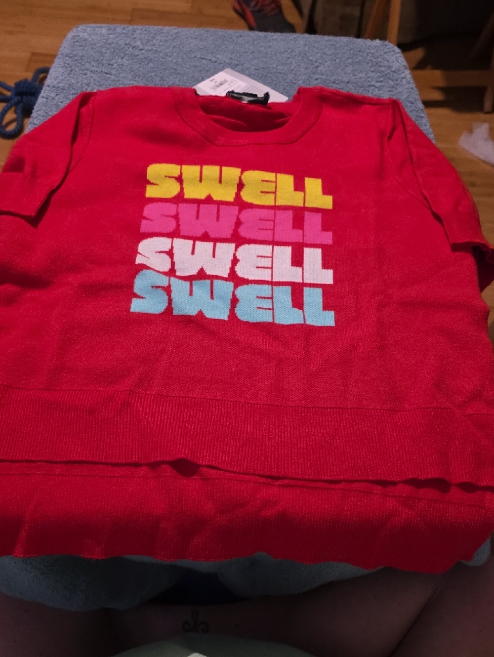 jcpenney Red Crewneck Sweater with Multi-Color 'SWELL' Graphic